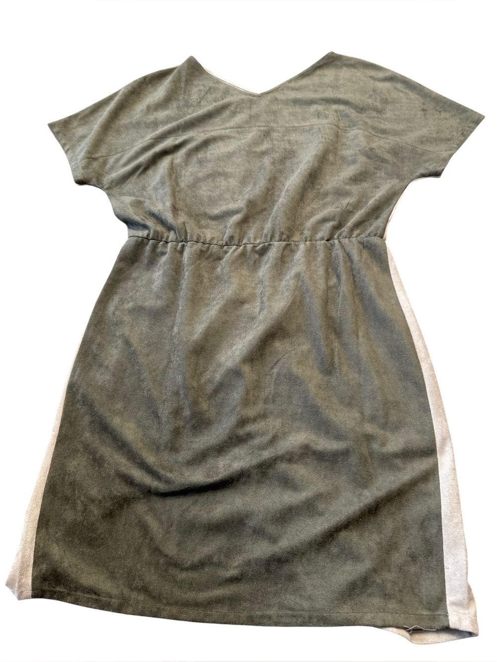 Shades of Grey Micah Cohen Olive Green Short-Sleeve Dress with Side Contrast